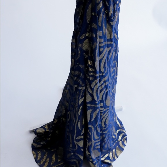 AIDON MATTOX One Shoulder Blue and Gold Dress​ - Picture 8 of 16